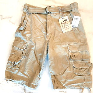 OTB Men's Authentic Cotton Blend TWILL Flat Front CARGO Khaki Shorts Sz 30 NWT